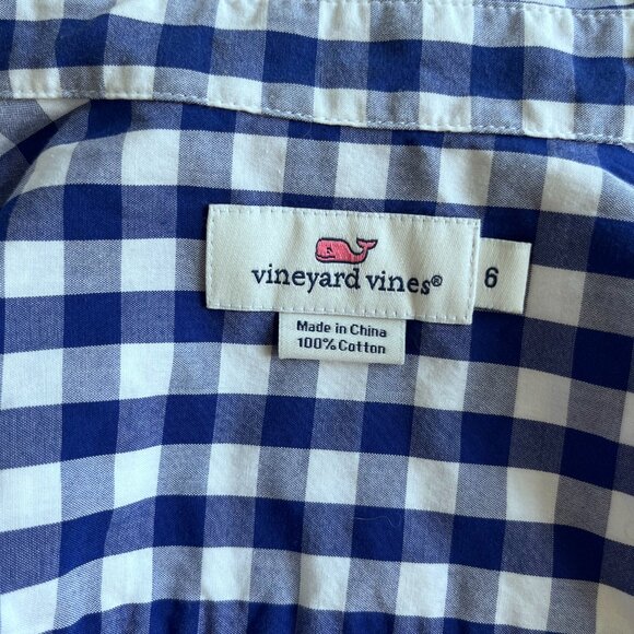 Women's Vineyard Vines Blue White Checkered Long Sleeve Button-up Shirt Size:6 - Picture 7 of 7